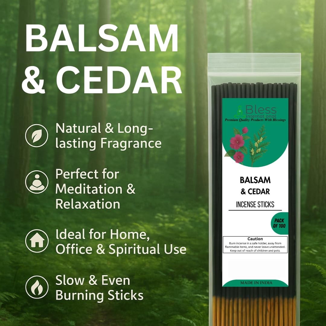 Bless-International-Balsam-and-Cedar 100%-Natural-Handmade-Incense-Sticks Organic-Chemicals-Free-for-Relaxation-Positivity-Yoga-Meditation 12-Inches-1-Hour-Plus-Burning-Time-100-Sticks-250-GM - Image 3