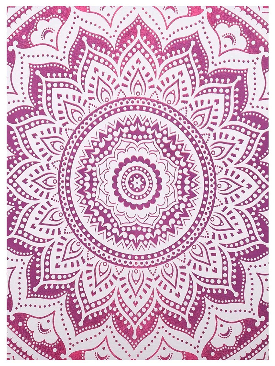 Bless International Indian Traditional Mandala Hippie Wall Hanging, Cotton Tapestry Ombre Bohemian Bedspread (Twin (54x72 Inches)(140x185 Cms), Pink/White) - Image 3