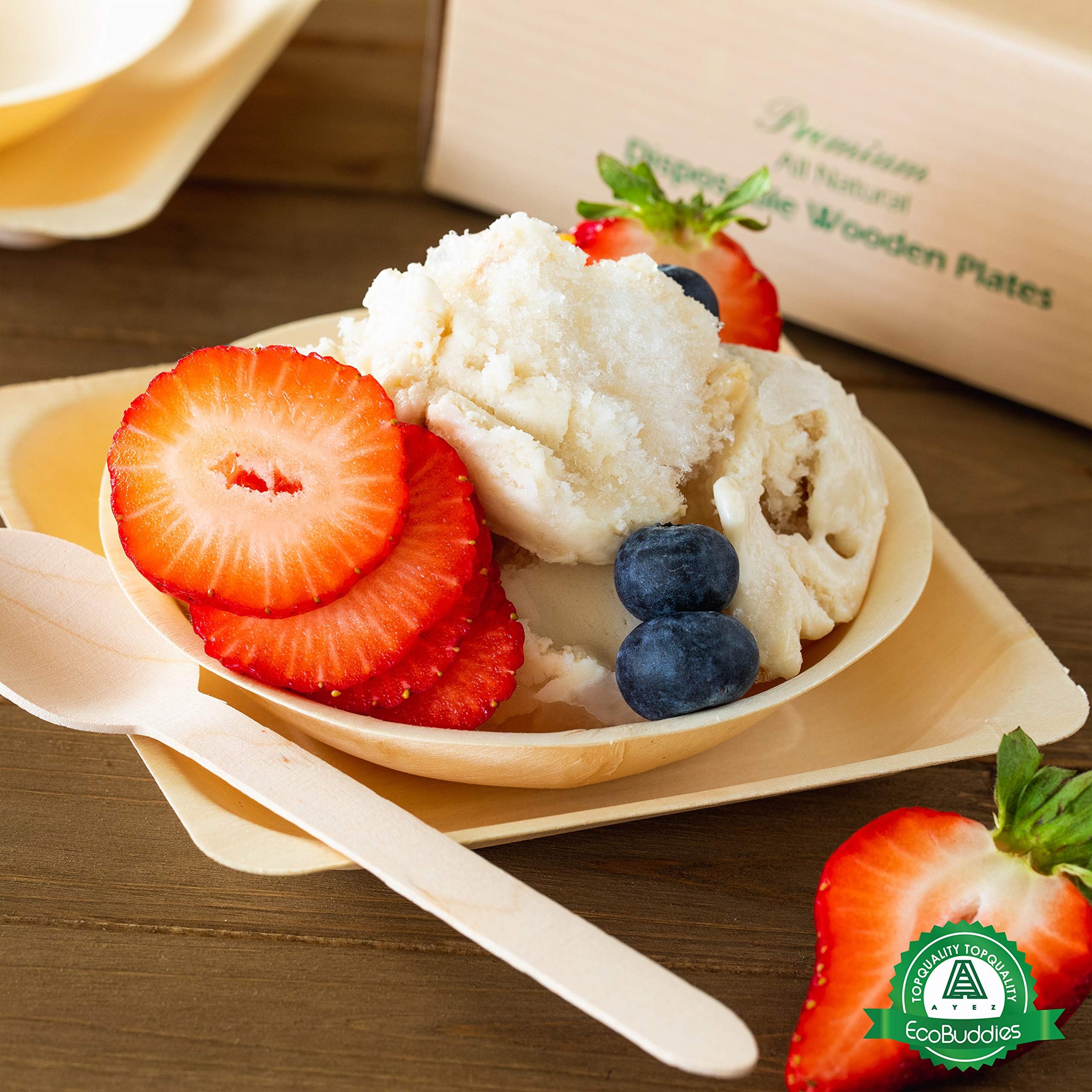 Bless-International (Pack Of 100) Eco-Friendly-Spoons-100%-Organic Natural-Durable-Wooden-Cutlery Heavy-Duty-Premium-Disposable For-Parties-Picnics-Big-Event-Daily-Use Heat-Resistant-&-BPA-Free-6" - Image 4