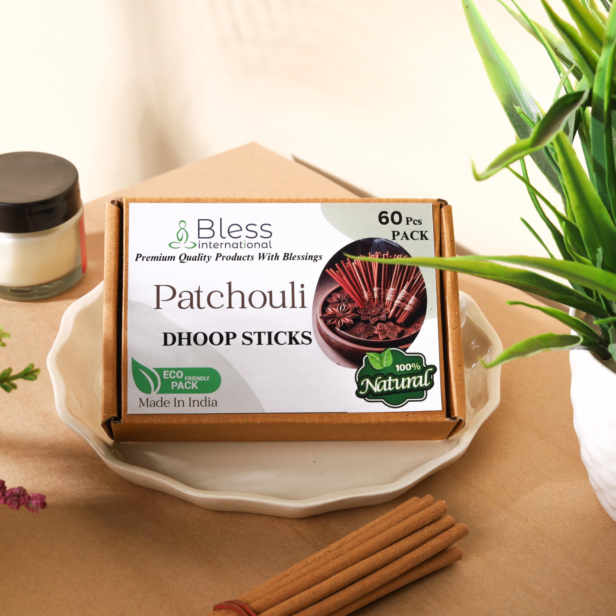 Bless-International Patchouli-100%-Natural-Incense-Bambooless-Dhoop-Sticks Handmade-Organic-Chemicals-Free for-Purification-Relaxation-Positivity-Yoga-Meditation The-Best-scents-4.5-Inches-60-Sticks - Image 7