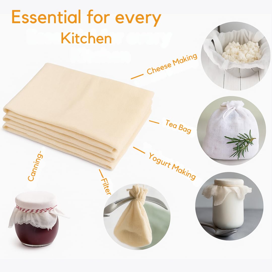 Bless International Premium Cotton Cheese Cloth Ultra Dense Butter Muslin For Straining Nut Milk Crafts & More 20x20 Inch 2 Hemmed Edges Grade 100 XL Unbleached & Reusable Off White - Image 6