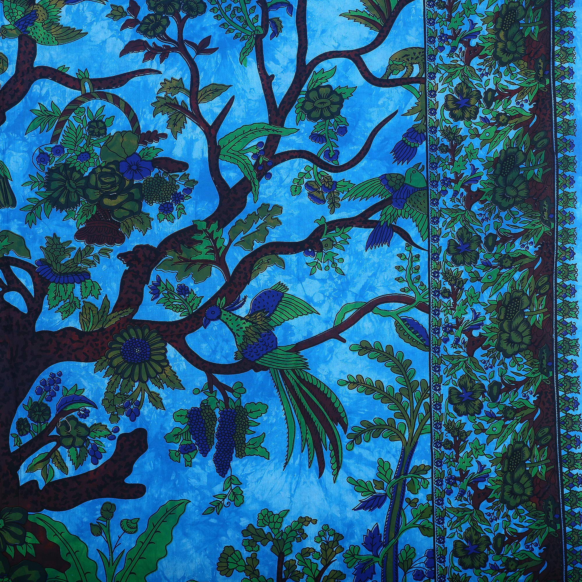 Bless international Tapestry Tree of Life Wall Hanging Psychedelic Tapestries Indian Cotton Bedspread Picnic Sheet Wall Decor Blanket Wall Art Hippie Bedroom Decor (Turquoise Tree of Life, (84 X 90 - Image 3