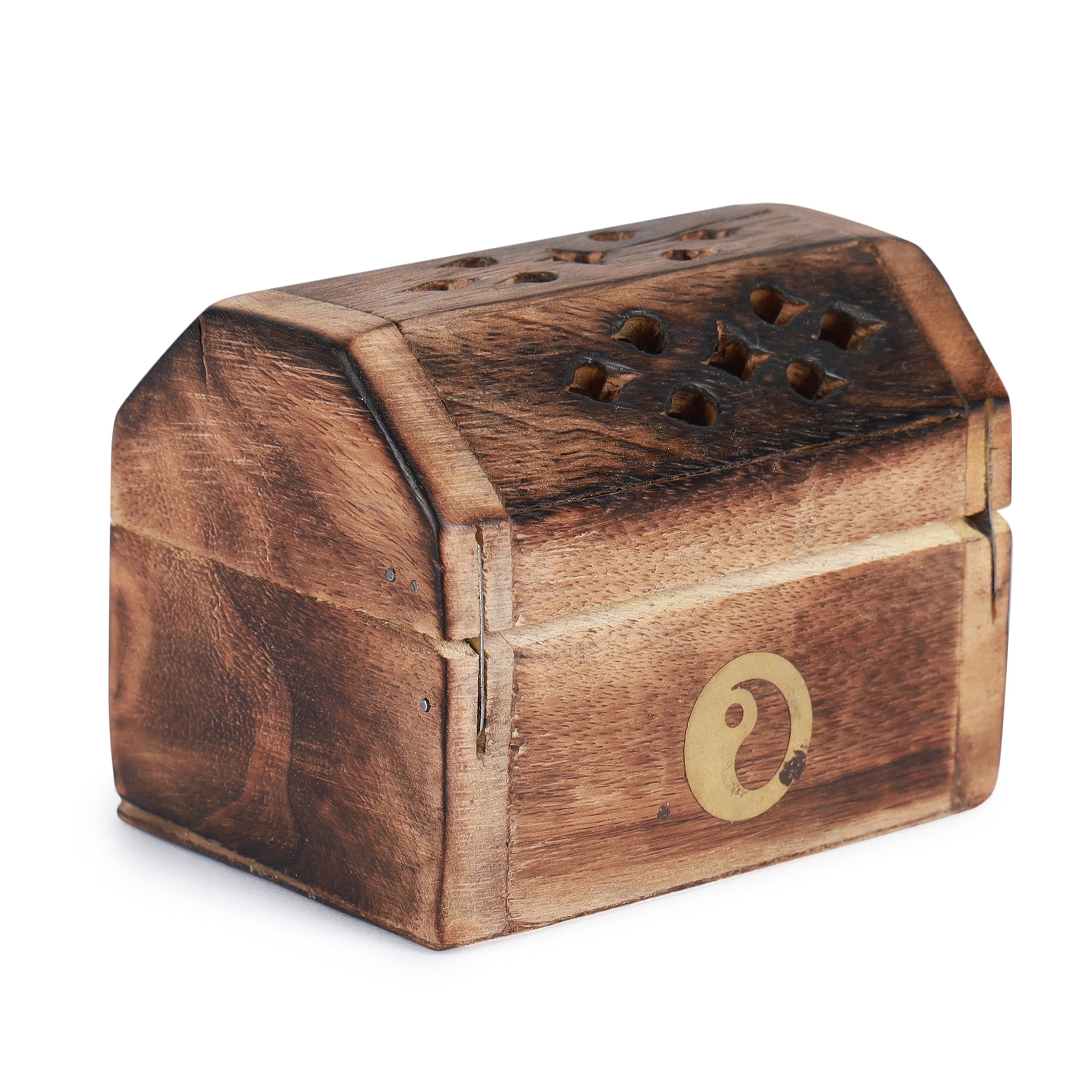 Bless-International Traditional-Handmade-Burner Wooden-Incense-Stick-Holder Ash-Catcher-Stand for-Aromatherapy-Meditation-Yoga (Treasure Box Wooden Charcoal/Cone) - Image 5