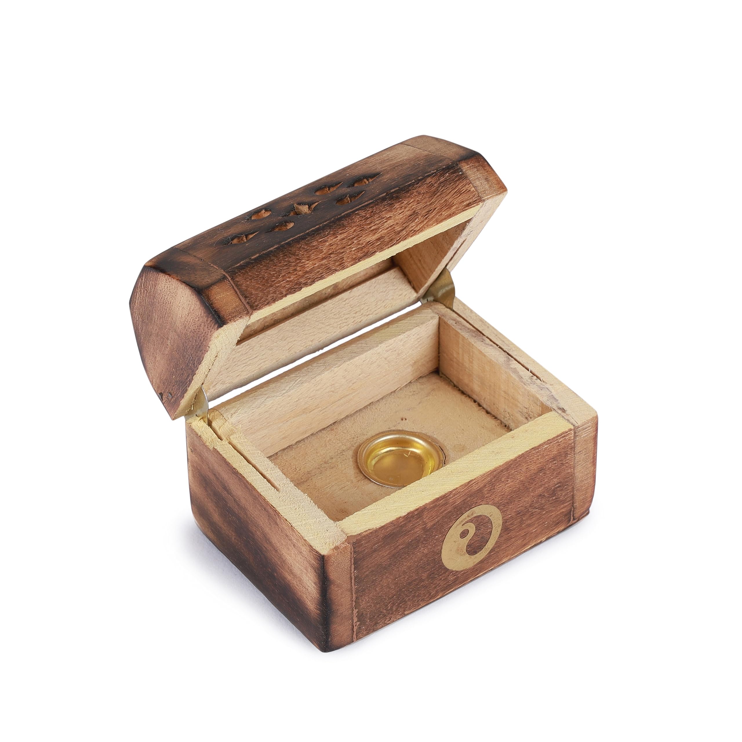 Bless-International Traditional-Handmade-Burner Wooden-Incense-Stick-Holder Ash-Catcher-Stand for-Aromatherapy-Meditation-Yoga (Treasure Box Wooden Charcoal/Cone) - Image 6