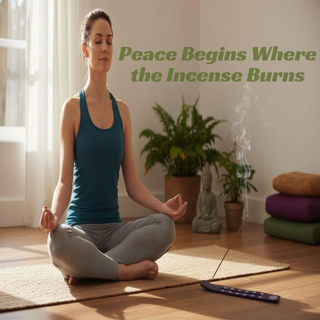 Bless-International Traditional-Handmade-Burner Wooden-Incense-Stick-Holder Ash-Catcher-Stand for-Aromatherapy-Meditation-Yoga (Seven Chakkra) 10 Inches, Pack of 1 - Image 6