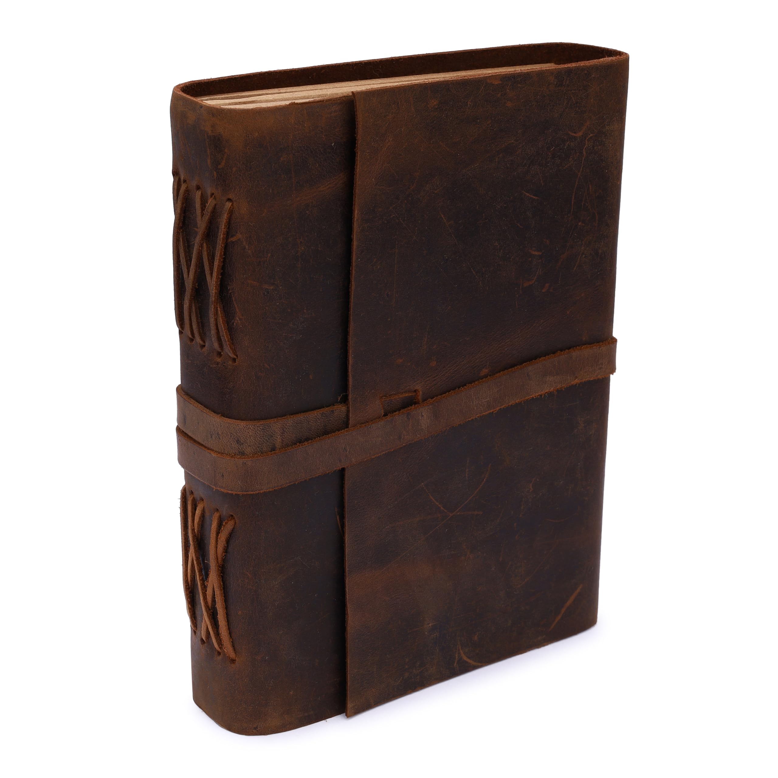 Bless International Vintage-Rustic-Leather-Bound-Journal-Spell-Book 8"X6"-300-Pages-Handmade-Paper-Diary-Gifts Writing-Drawing-Sketchbook-Travel Daily-Notepad-For-Men-And-Women (Dark Brown) - Image 3