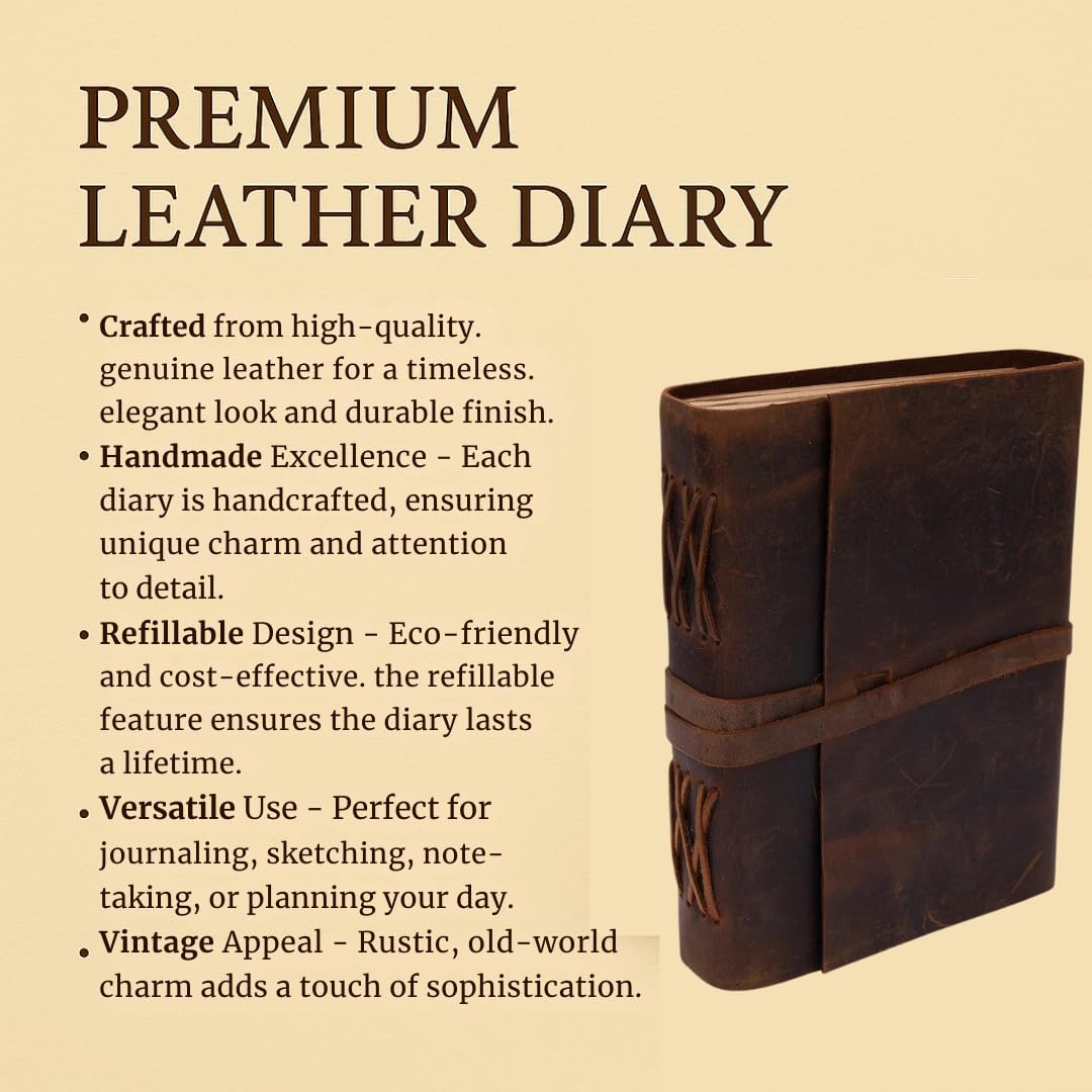 Bless International Vintage-Rustic-Leather-Bound-Journal-Spell-Book 8"X6"-300-Pages-Handmade-Paper-Diary-Gifts Writing-Drawing-Sketchbook-Travel Daily-Notepad-For-Men-And-Women (Dark Brown) - Image 7